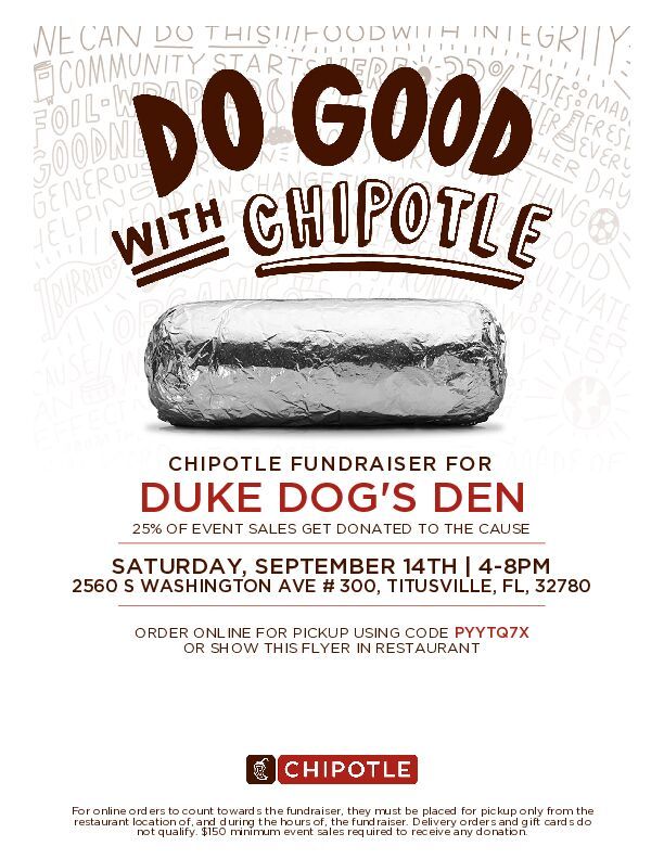 Chipotle Fundraiser for Duke Dog's Den