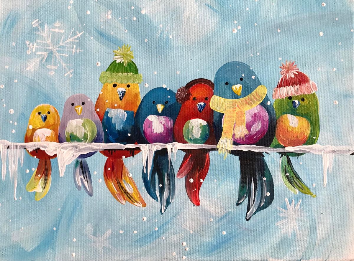 Join Brush Party With Katherine to paint 'Chilly Chirpers' in Reigate