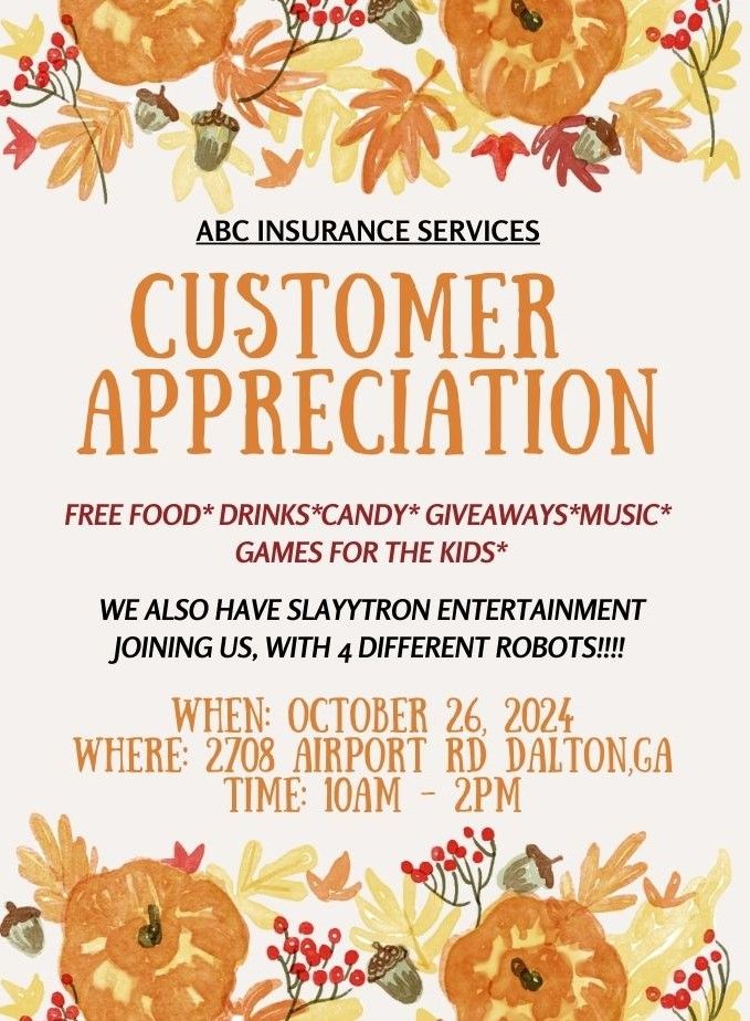  AUTUMN CUSTOMER APPRECIATION