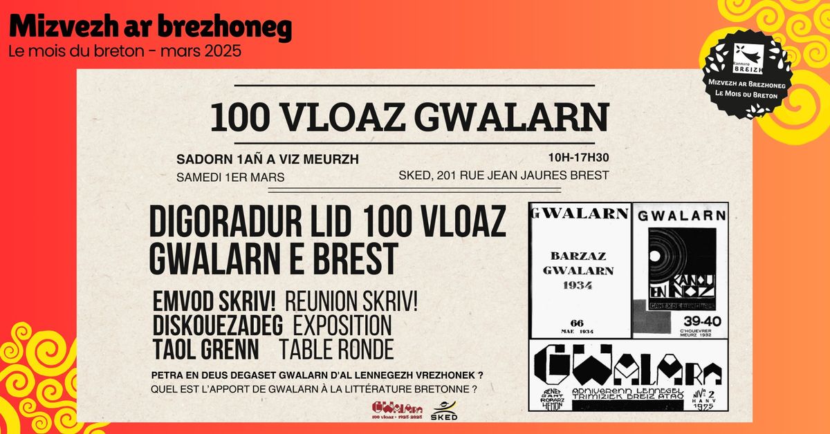 Digoradur lid 100 vloaz Gwalarn e Brest | Inauguration de la f\u00eate des 100 ans de Gwalarn \u00e0 Brest