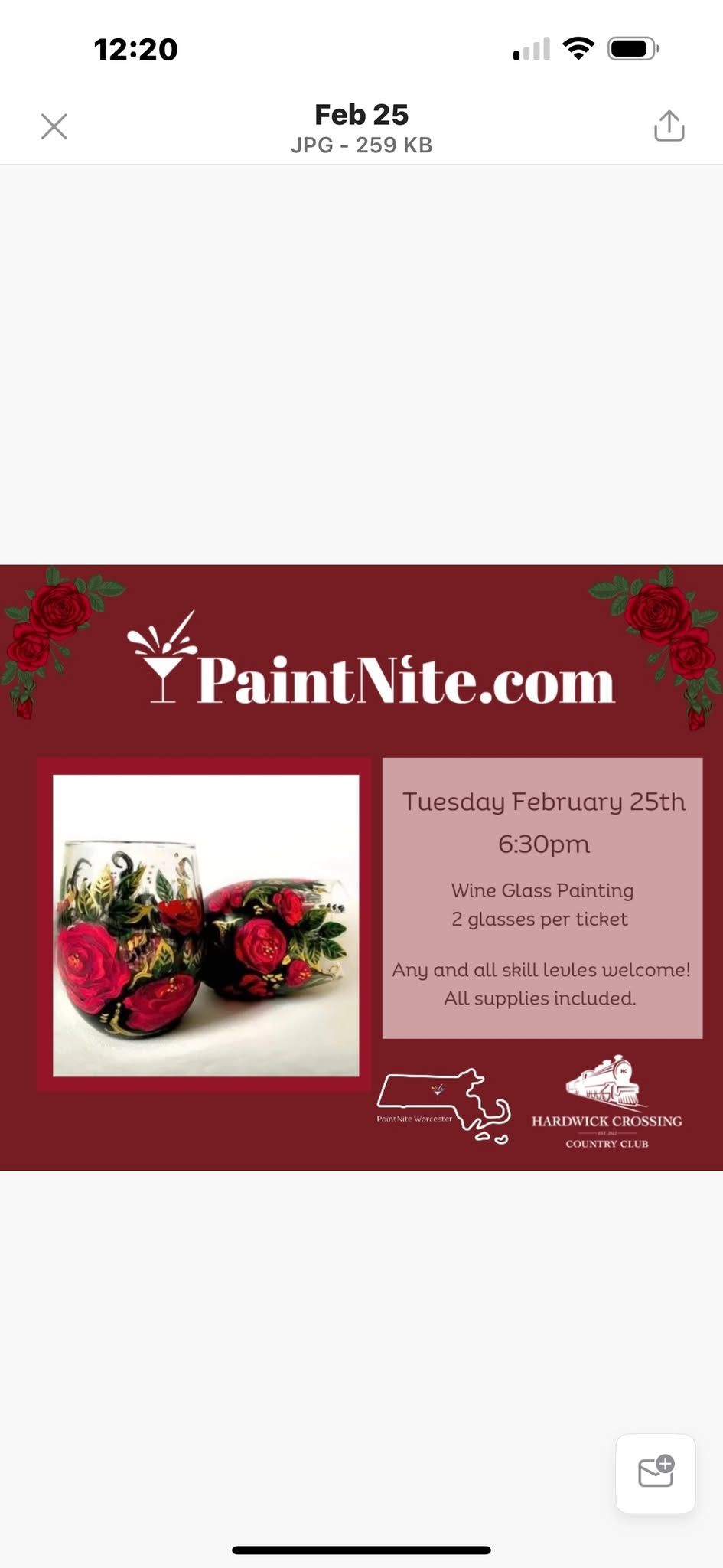 Paint Nite: Roses:Wine Glasses Painting