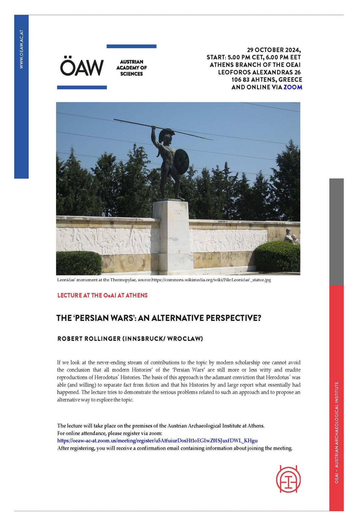 Lecture at the OEAI at Athens: Robert Rollinger "The 'Persian Wars': An Alternative Perspective?