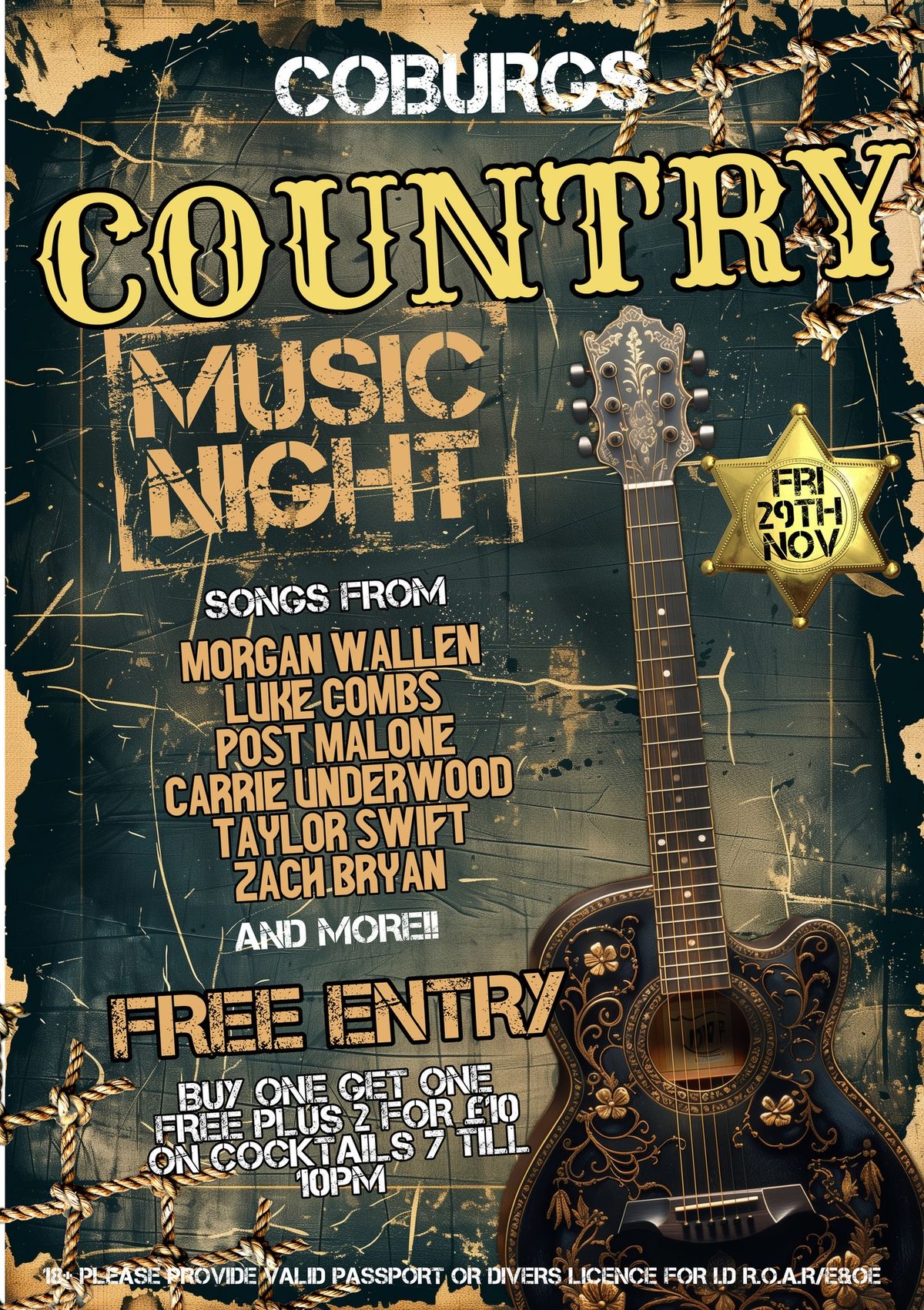 COUNTRY NIGHT | BUY ONE GET ONE FREE 7-10PM | FREE ENTRY