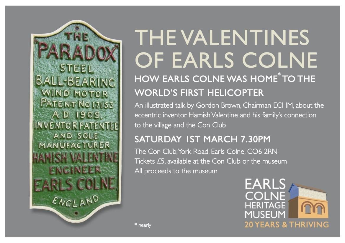 The Valentines of Earls Colne - how Earls Colne was (nearly) home to the World's first helicopter