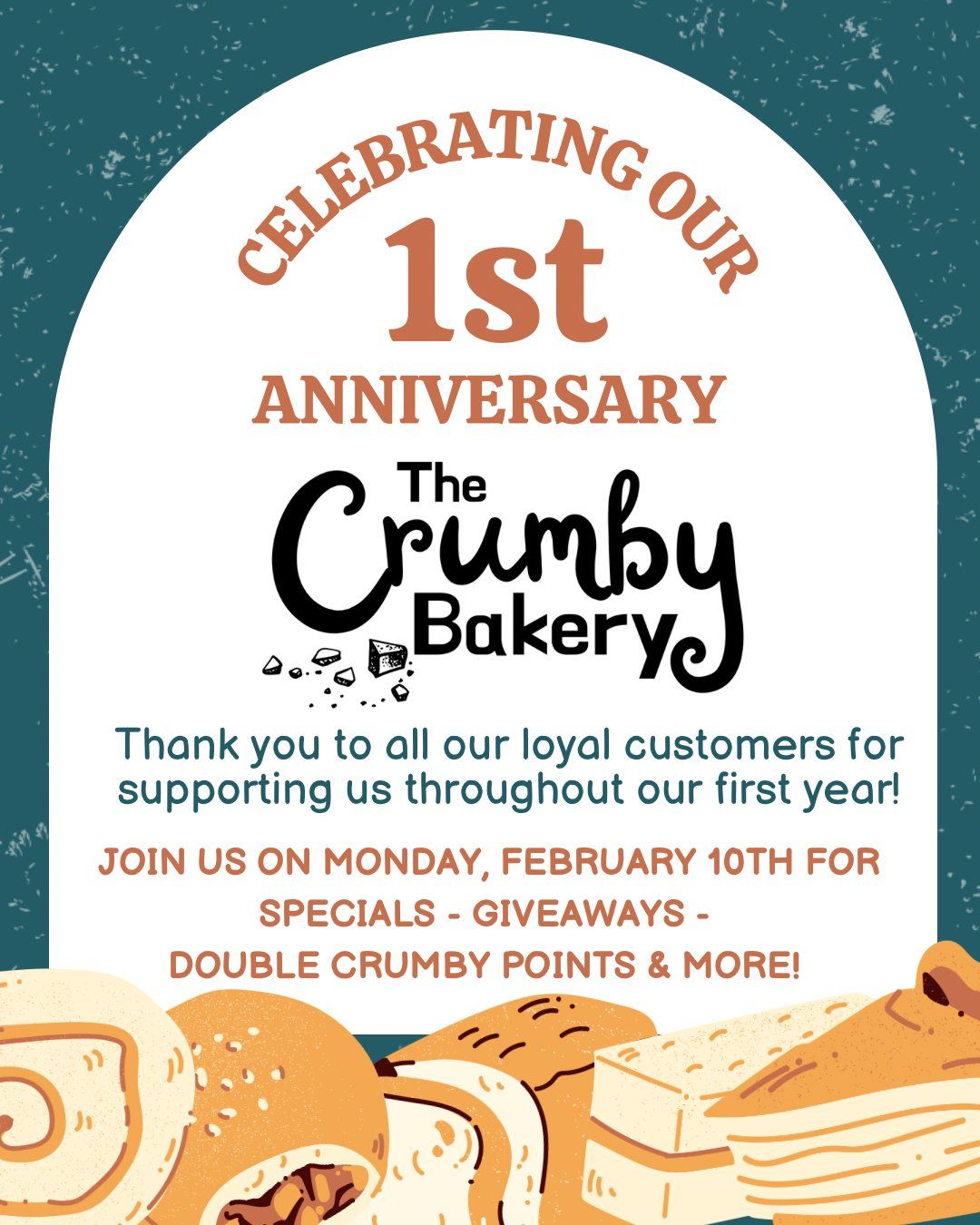 First anniversary celebration at The Crumby Bakery!