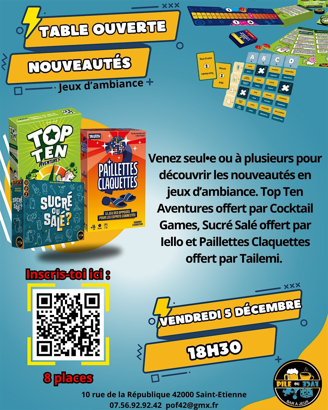 Tables ouvertes - Nouveaut\u00e9s jeux d'ambiance
