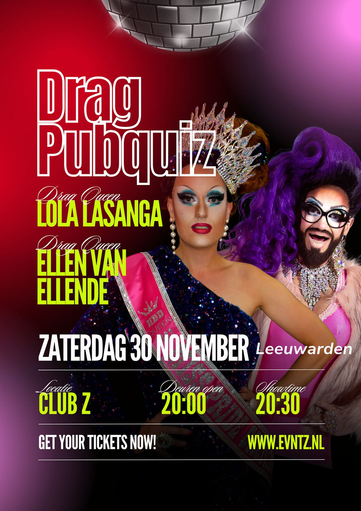 Drag Pubquiz met Ellen van Ellende & Lola Lasanga in Club Z Leeuwarden! 18+