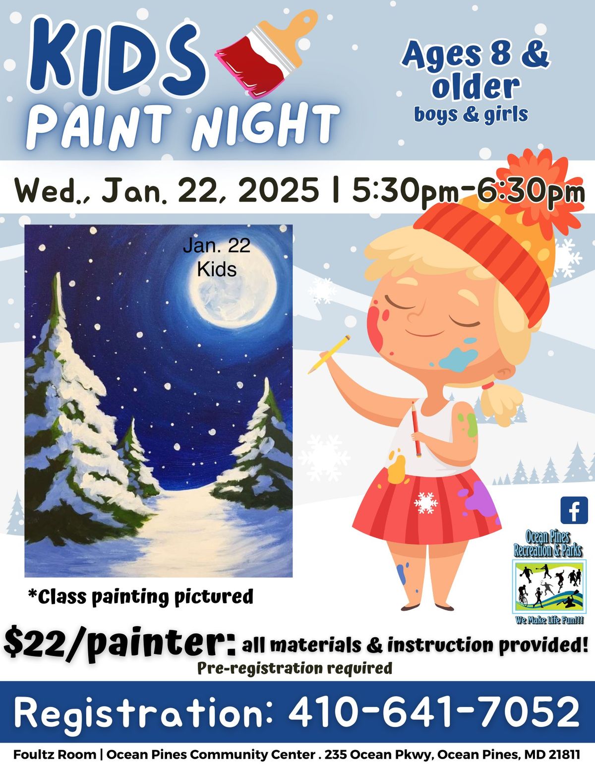 Kids Paint Night - Snowy Pine Trees