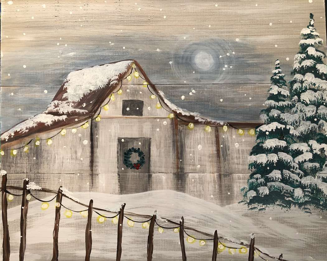 Winter Barn: Wood Board Painting!