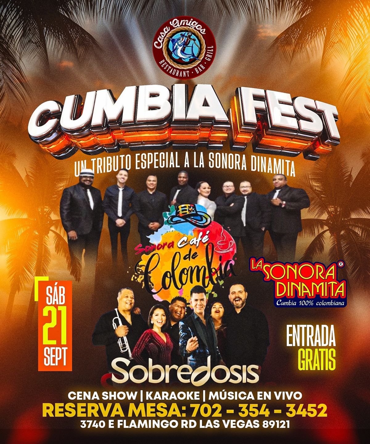 Cumbia Fest | m\u00fasica en vivo de La Sonora de caf\u00e9 de Colombia | sobredosis band | Casa amigos LV 