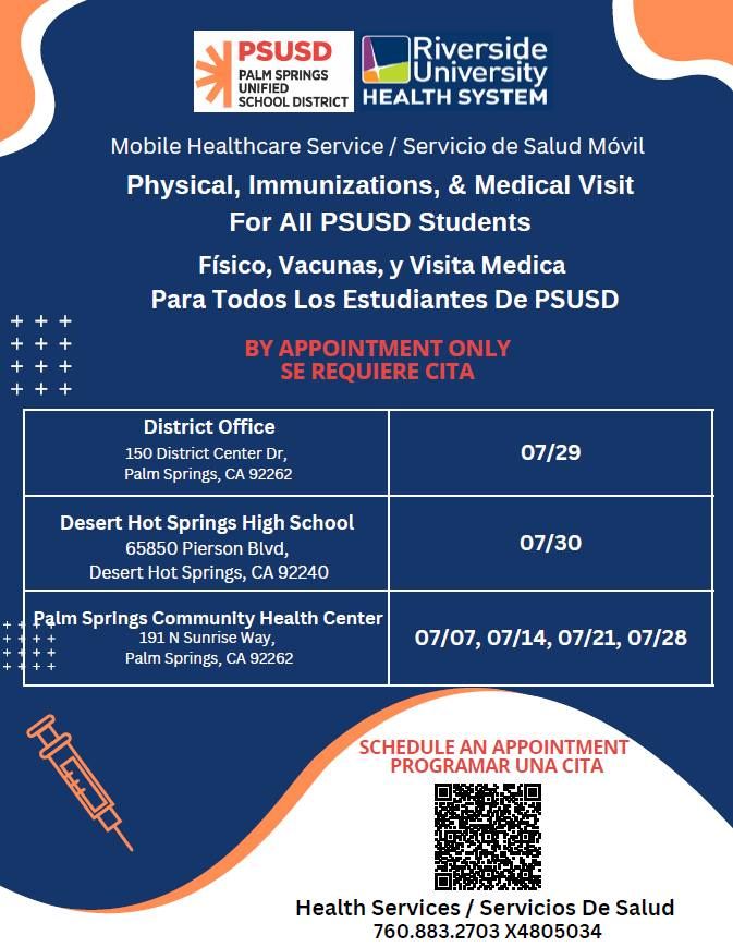 Physical, Immunizations, & Medical Visit for PSUSD Students