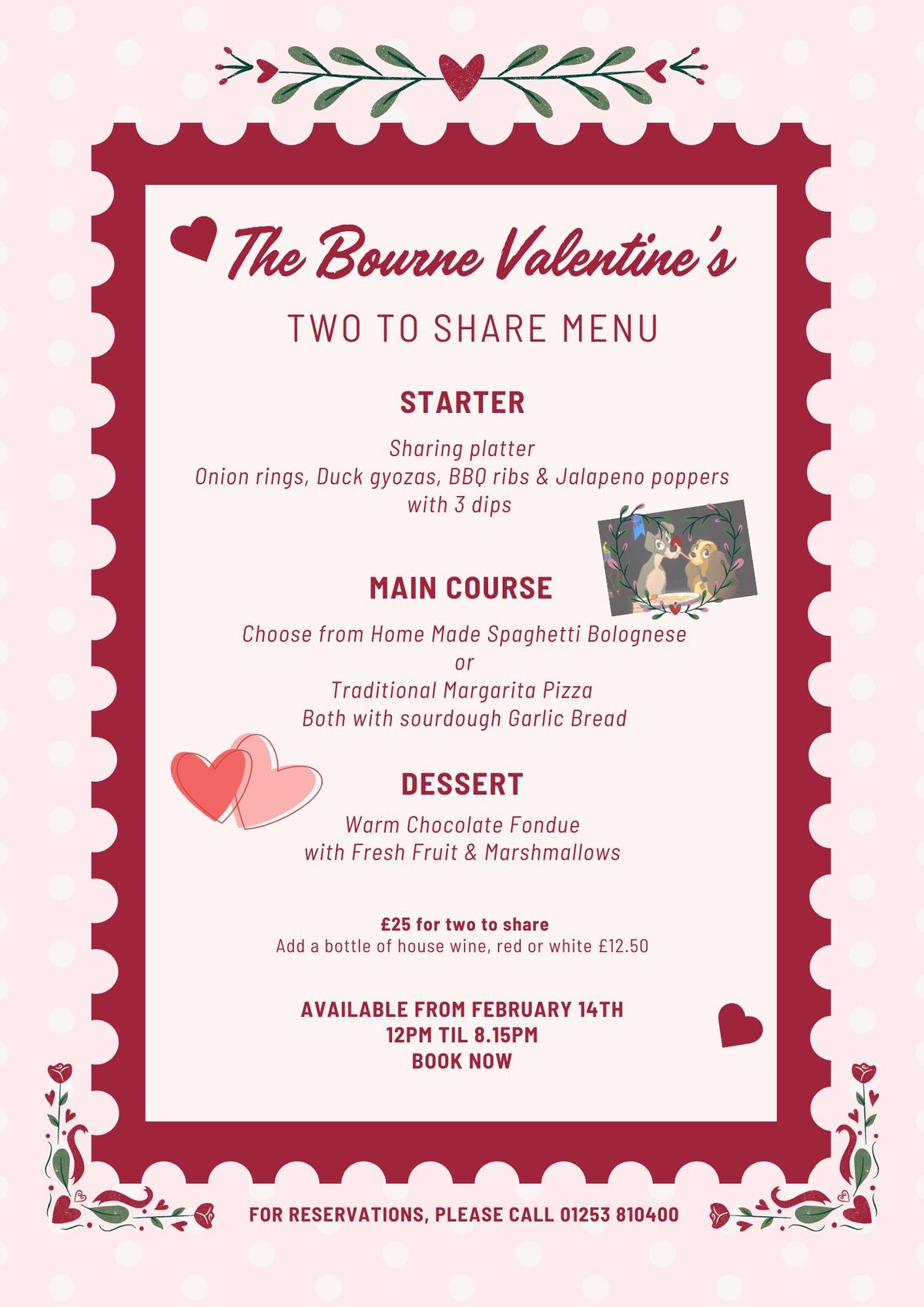 Valentines Menu Two to Share.....