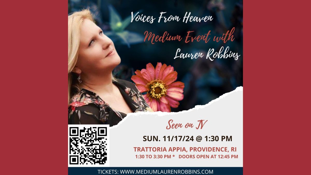 Providence, RI - Voices from Heaven Medium Event with Lauren Robbins, Seen on TV