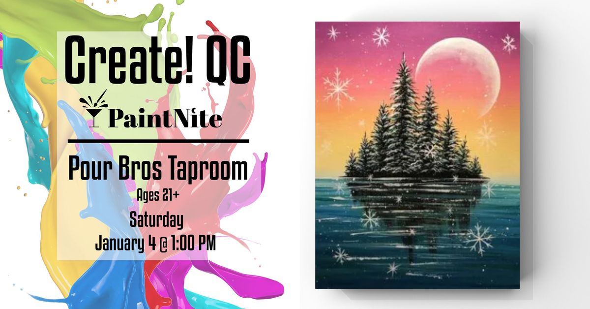 Paint Nite at Pour Bros Taproom Moline: Frosted Winter Island