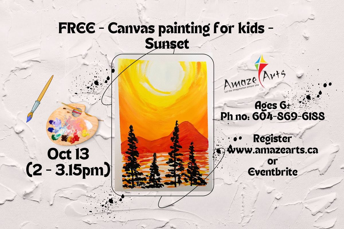 FREE - Canvas painting for kids - Sunset