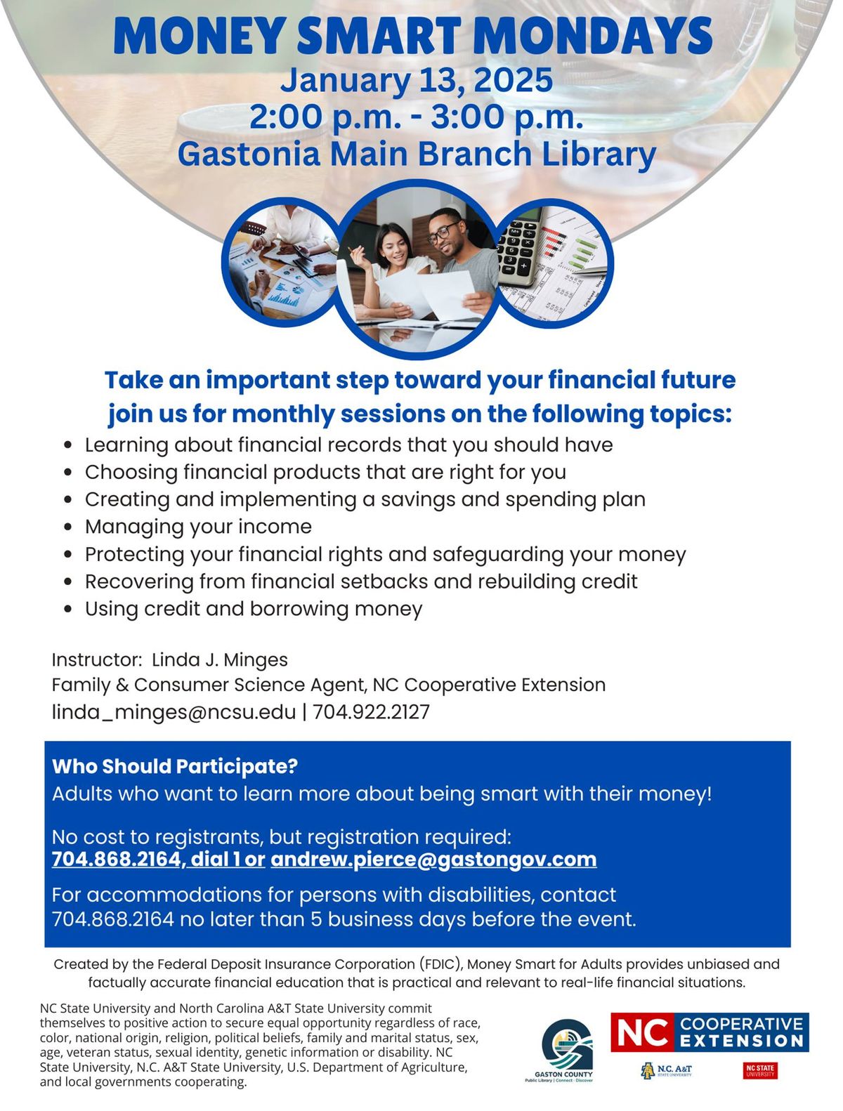 Money Smart Mondays with Gaston County Cooperative Extension