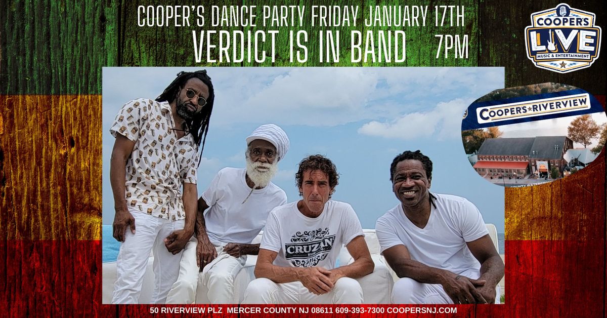 The Verdict Reggae Soca Band  performs at Cooper's Riverview 7pm w DJ John Rossi!