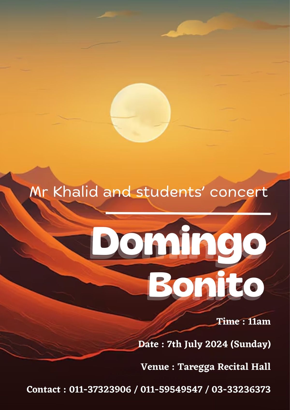 Mr Khalid and students' concert - Domingo Bonito
