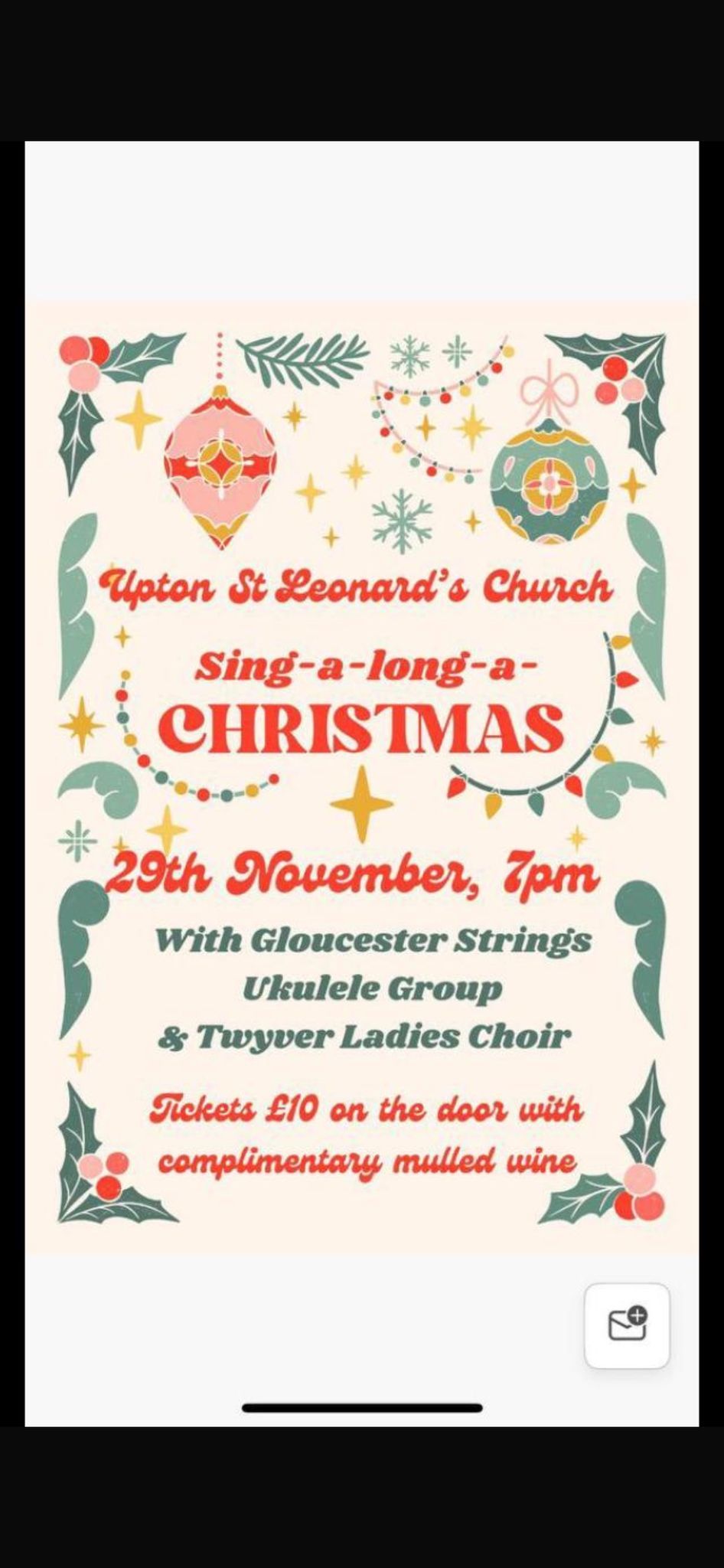 Sing a long a Christmas with Gloucester Strings Ukele Group.  \u00a310 a ticket on the door