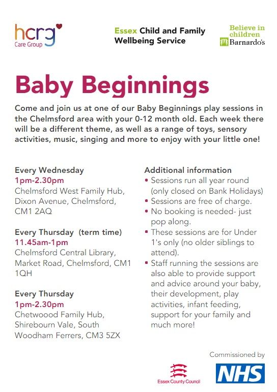 Baby Beginnings- weekly play session for 0-12 month olds @ Chelmsford Library