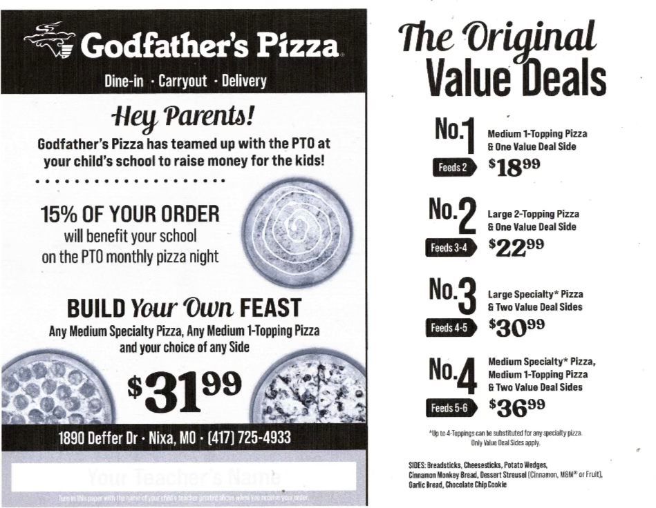 JTSD Godfather's Pizza Fundraising Night