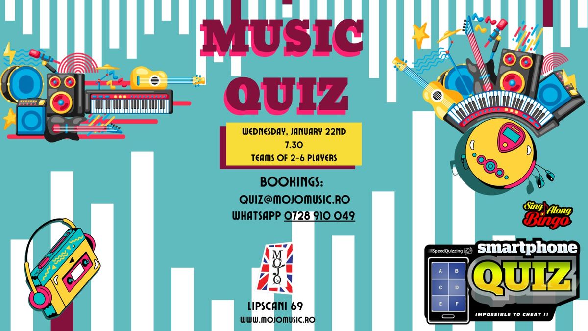 Music Speed Quiz with Sing-Along Bingo -22nd January 2025