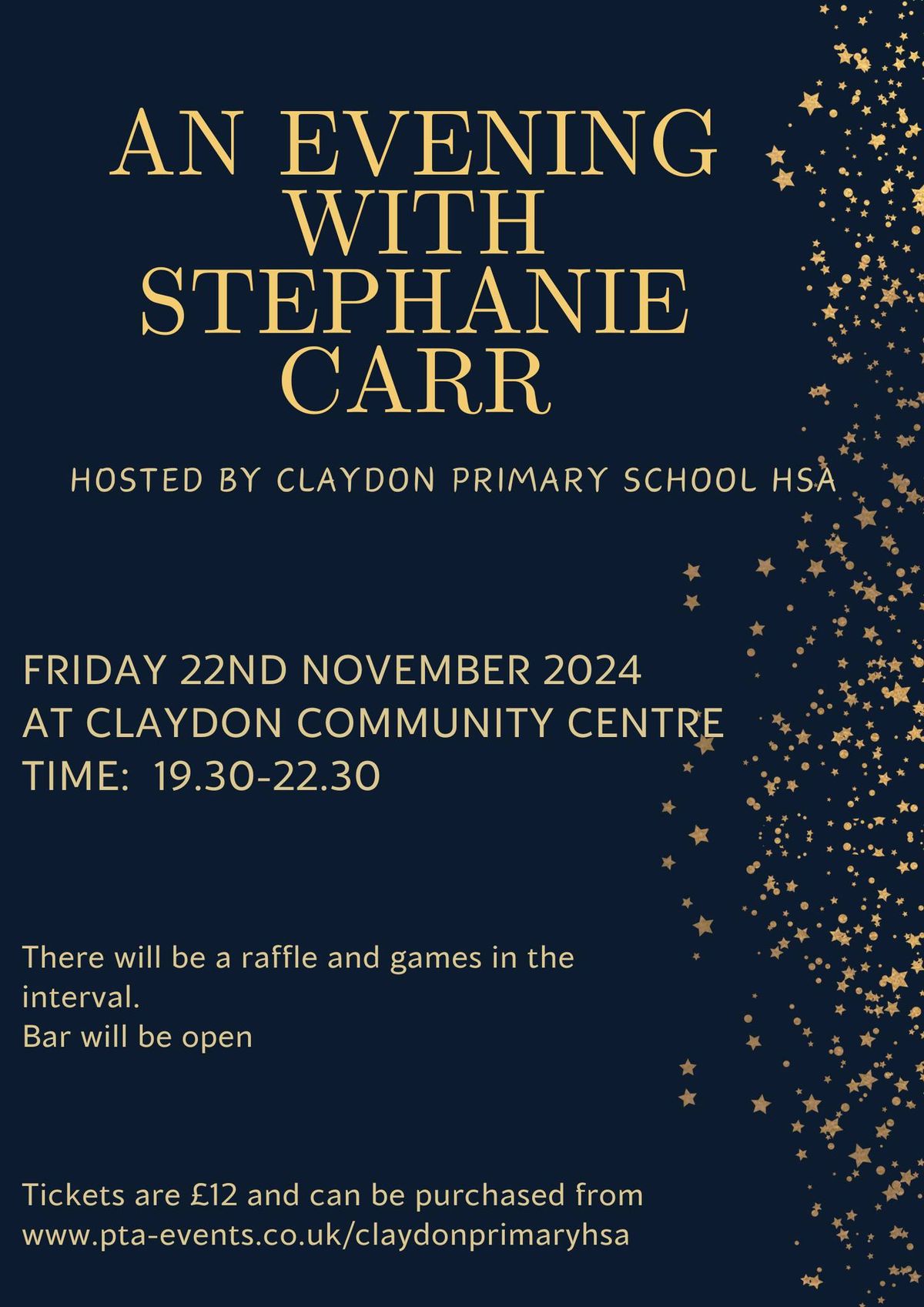 An evening with Stephanie Carr  (58 Tickets left)