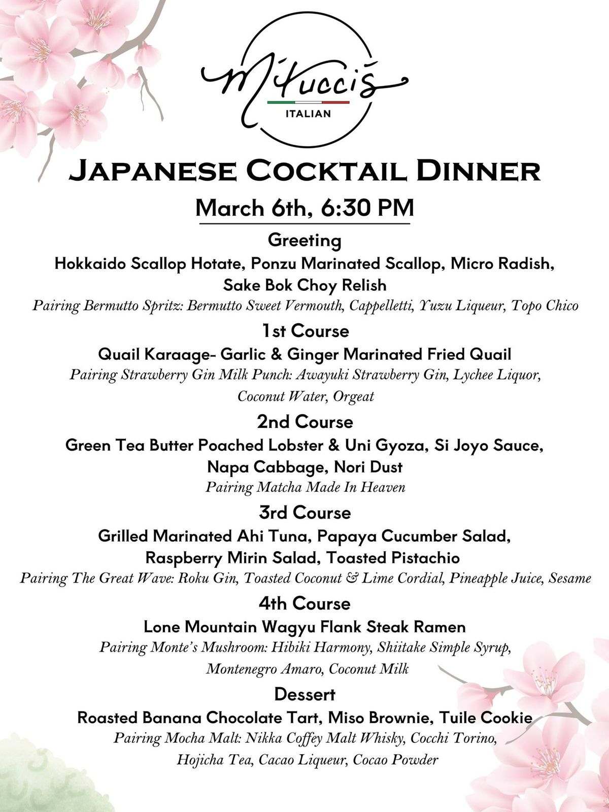 Japanese Cocktail Dinner