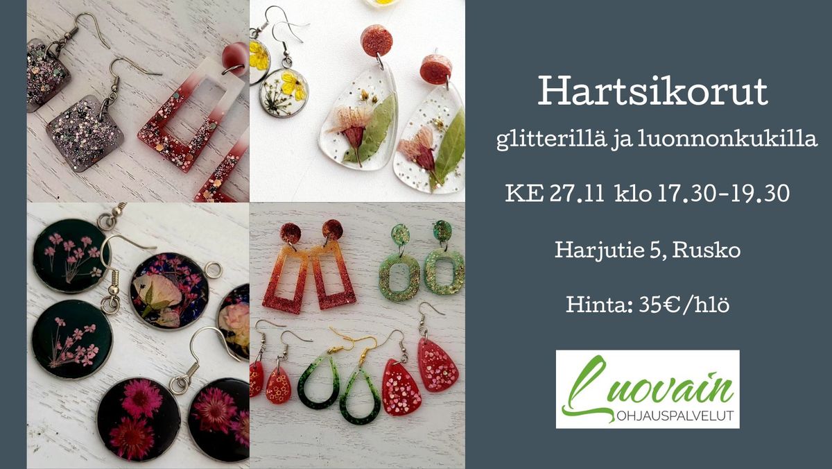 Hartsikorut glitterill\u00e4 ja luonnonkukilla