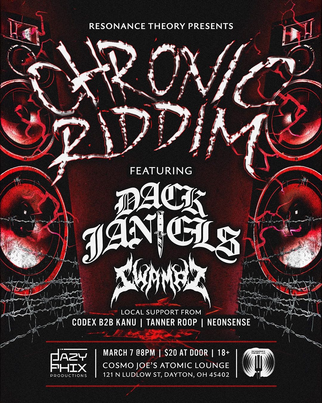 Chronic Riddim featuring Dack Janiels and Swampz @ Cosmo Joe's wsg Tanner Roop, Codexb2bKanu