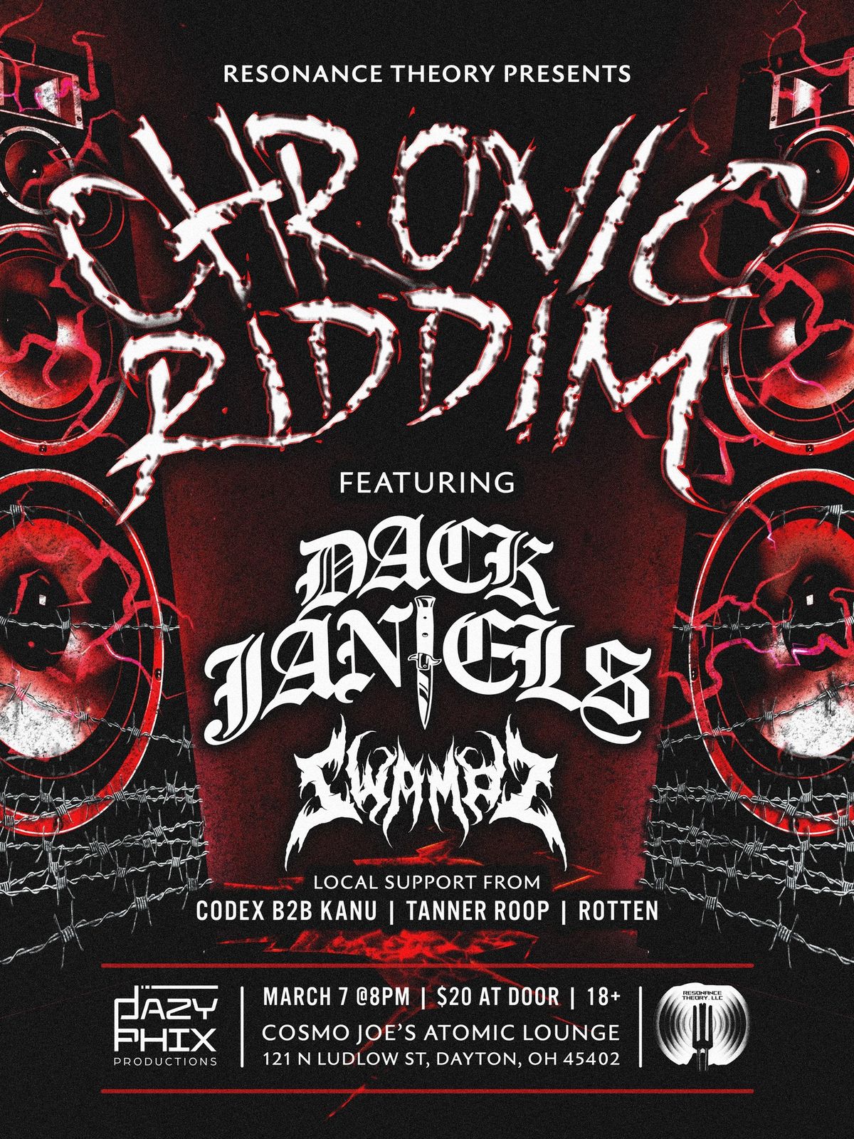 Chronic Riddim featuring Dack Janiels and Swampz @ Cosmo Joe's wsg Tanner Roop, Codexb2bKanu