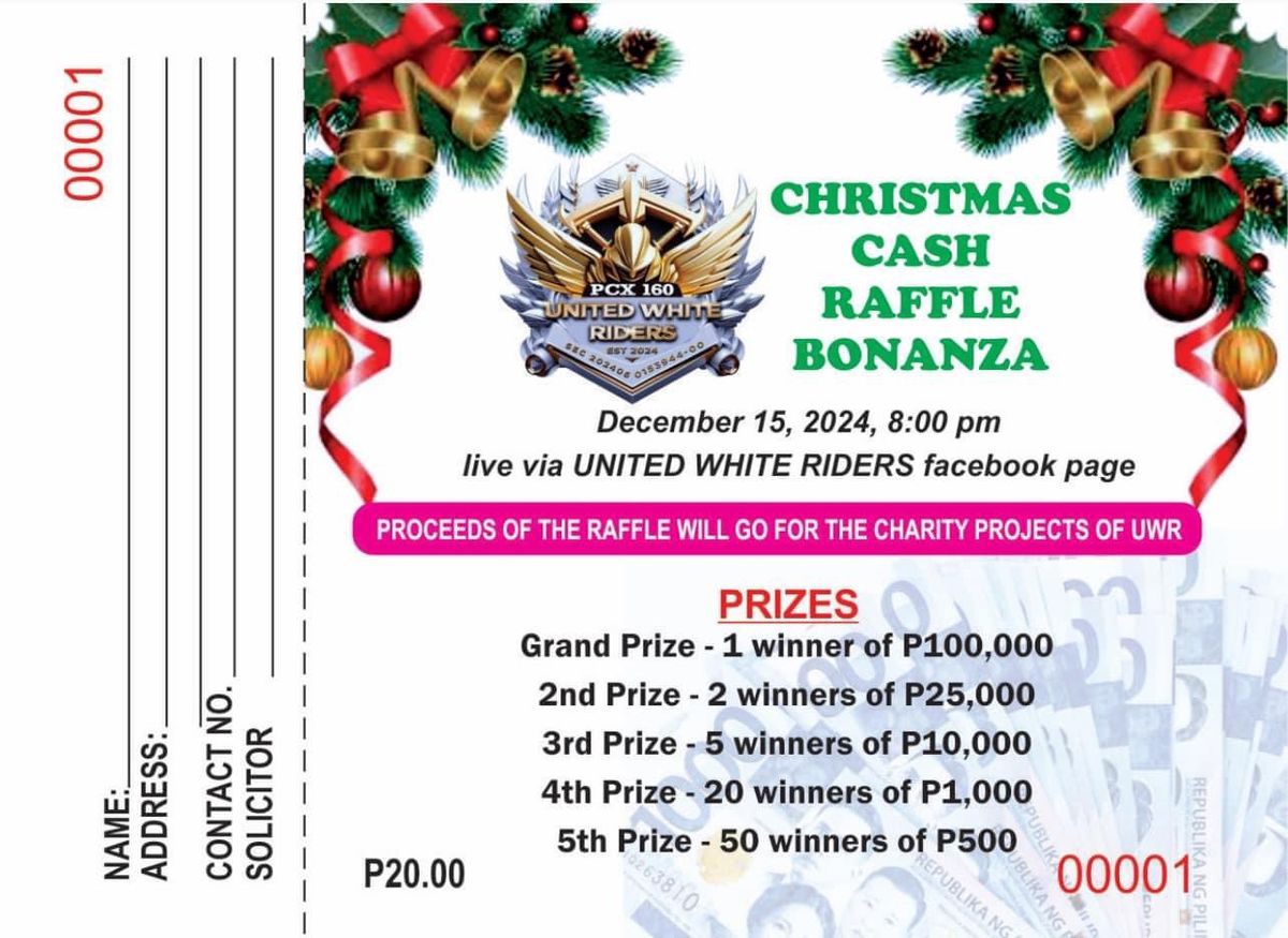 PCX 160 United White Riders\u2019 Christmas Cash Bonanza