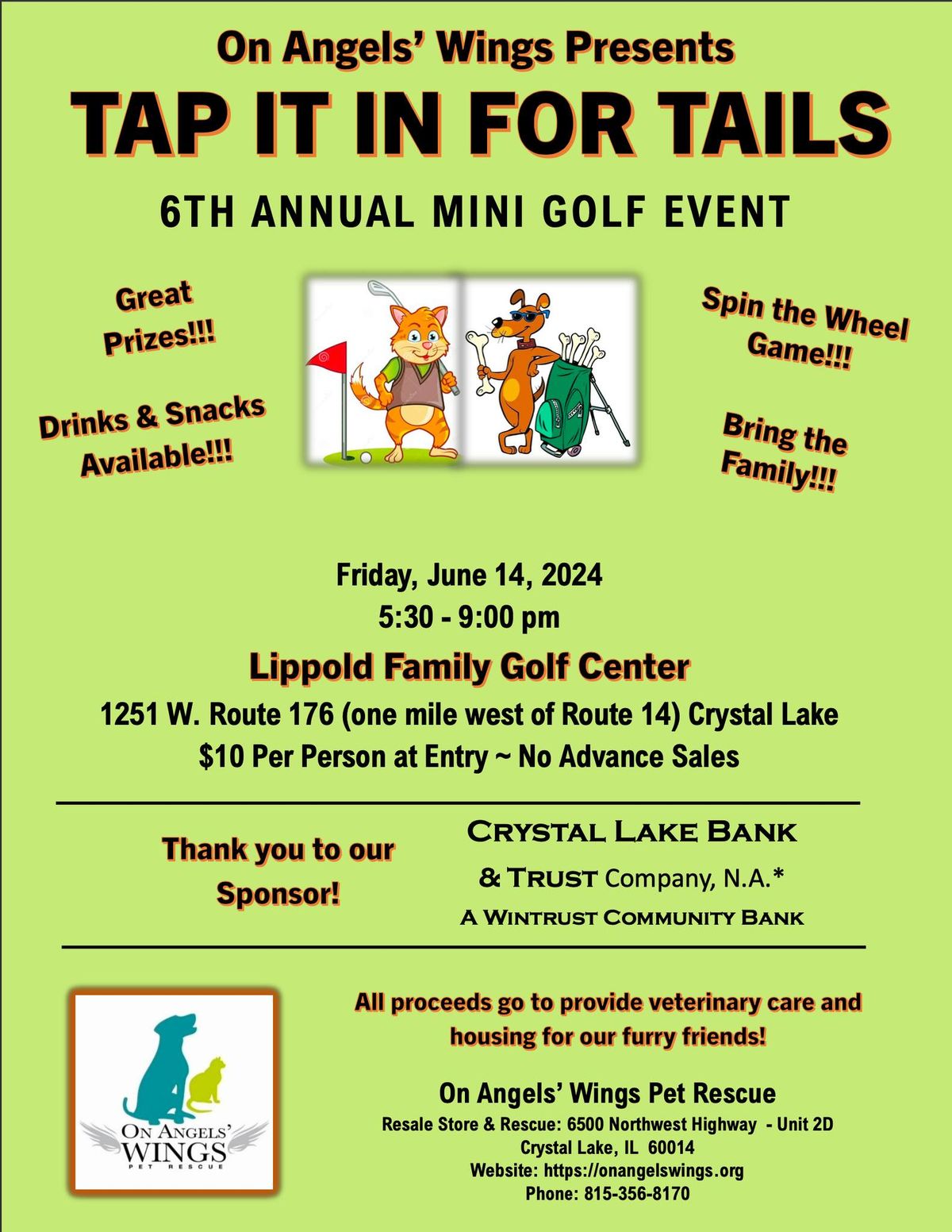 Tap It In For Tails Mini Golf Fundraiser for On Angels Wings