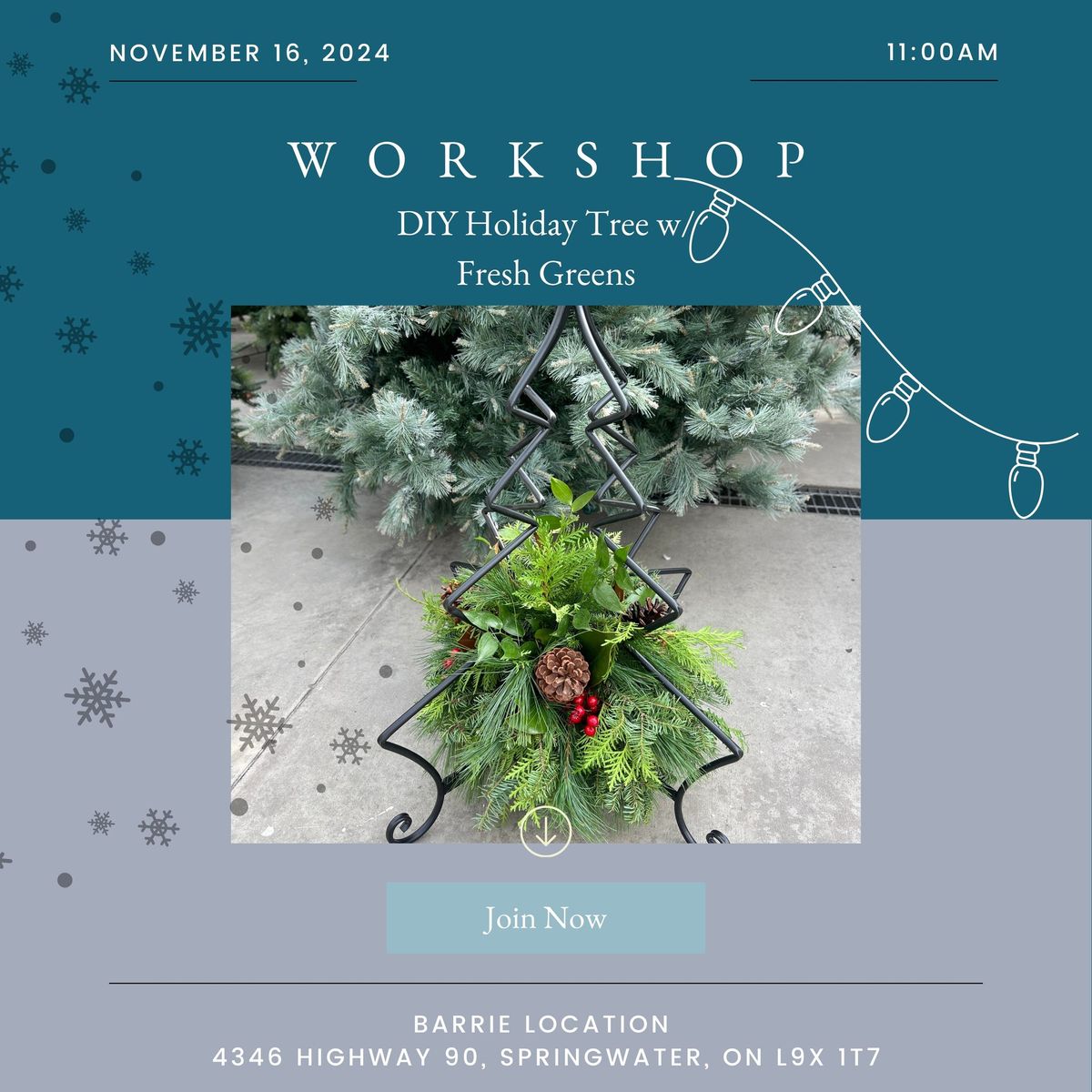 DIY Holiday Tree w\/ Fresh Greens (Large) Workshop (Barrie Location)