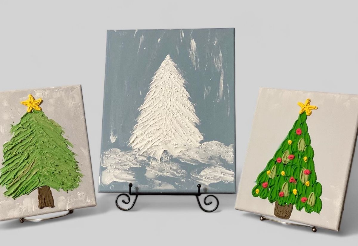 Textured Christmas Tree Painting Class  $35  11-25-24  6:00-8:00