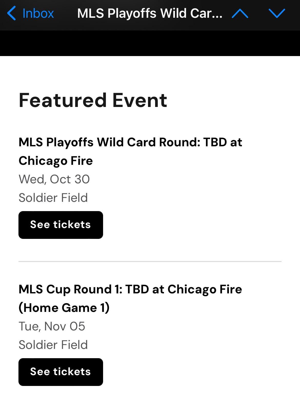 MLS Cup Round 1: TBD at Chicago Fire (Home Game 2)