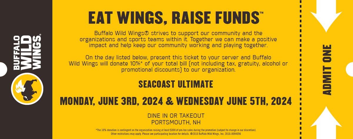 Eat Wings, Raise Funds for Seacoast Ultimate!