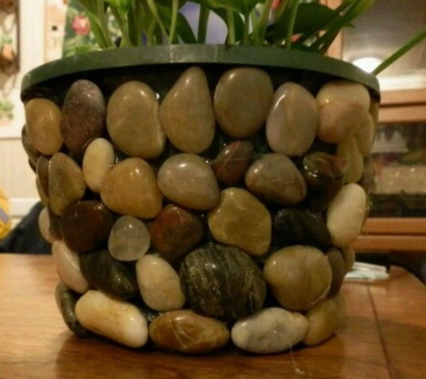 Make a River Rock Vase then Fill with Flowers