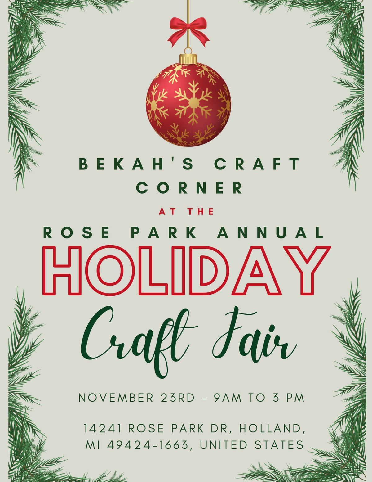 Bekah's Craft Corner at the Rose Park Annual Craft Fair