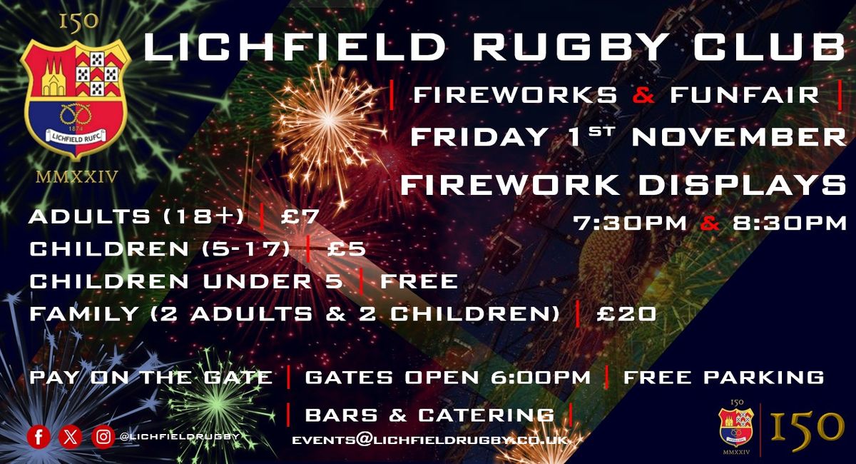 Lichfield Rugby Union Football Club's Annual Fireworks & Funfair Event