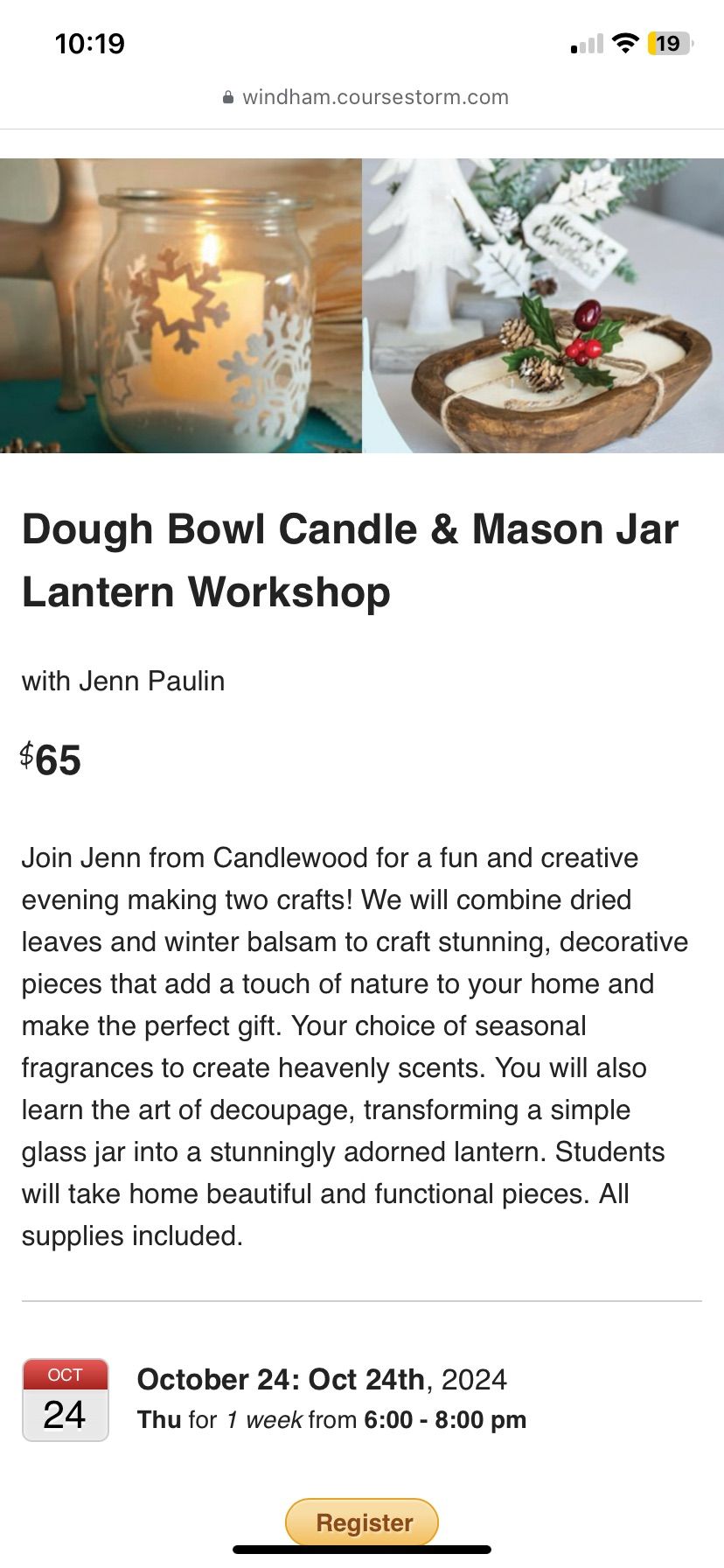 Dough Bowl Candle & Lantern Worshop