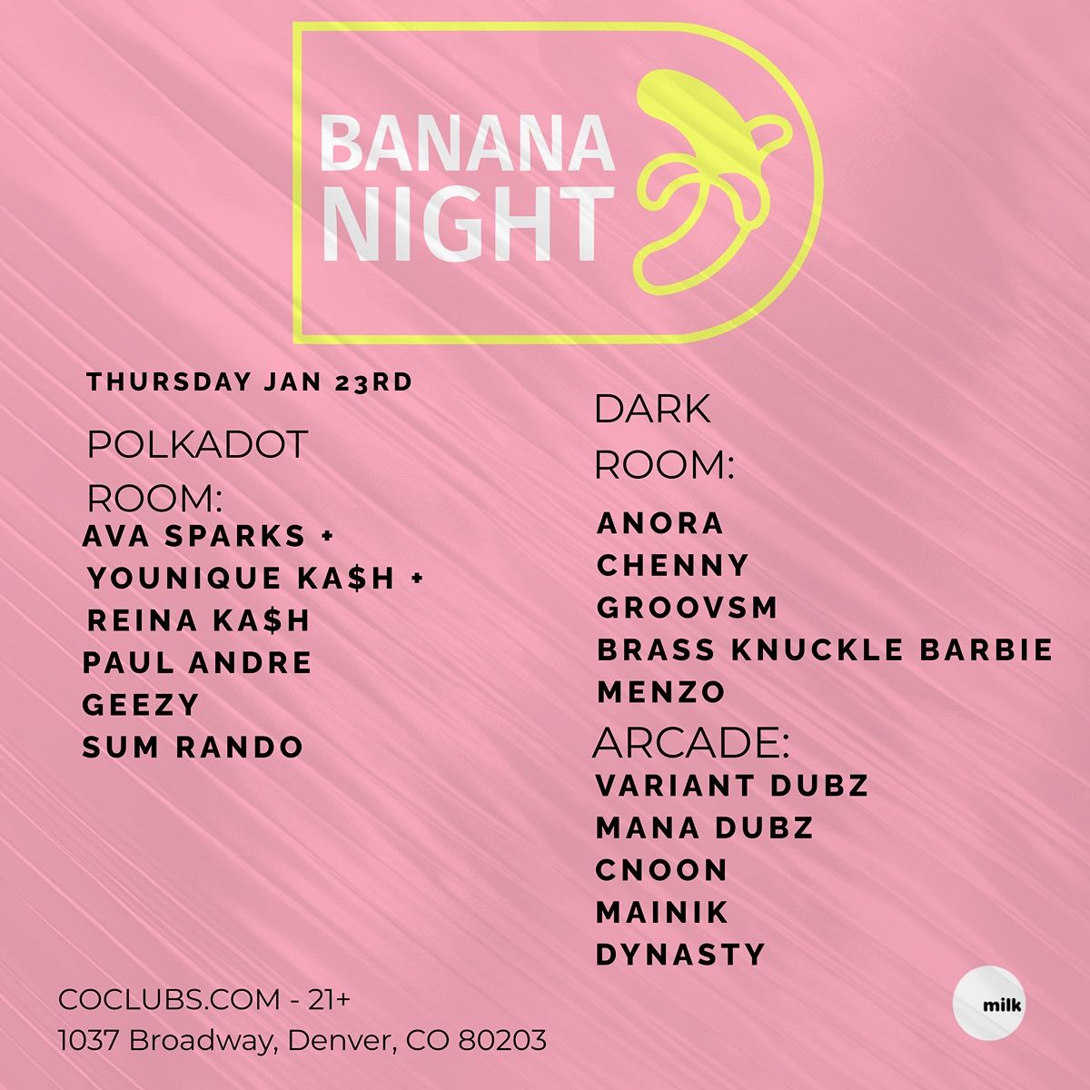 Banana Night with Ava Sparks Jan 23