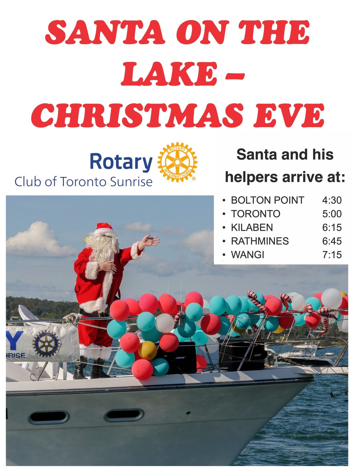 SANTA ON THE LAKE- CHRISTMAS EVE