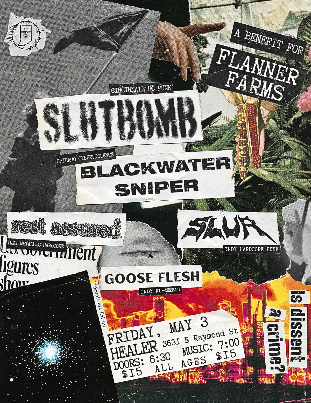 A BENEFIT SHOW: Slutbomb \/ Blackwater Sniper \/ Rest Assured \/ Slur \/ Goose Flesh @ Healer