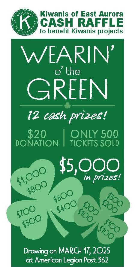 EA Kiwanis Wearin' o' the Green $5000 Cash Raffle