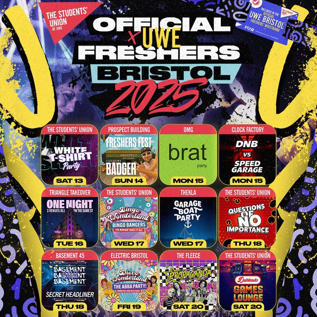 The OFFICIAL UWE Bristol Freshers' Week Wristband 2025