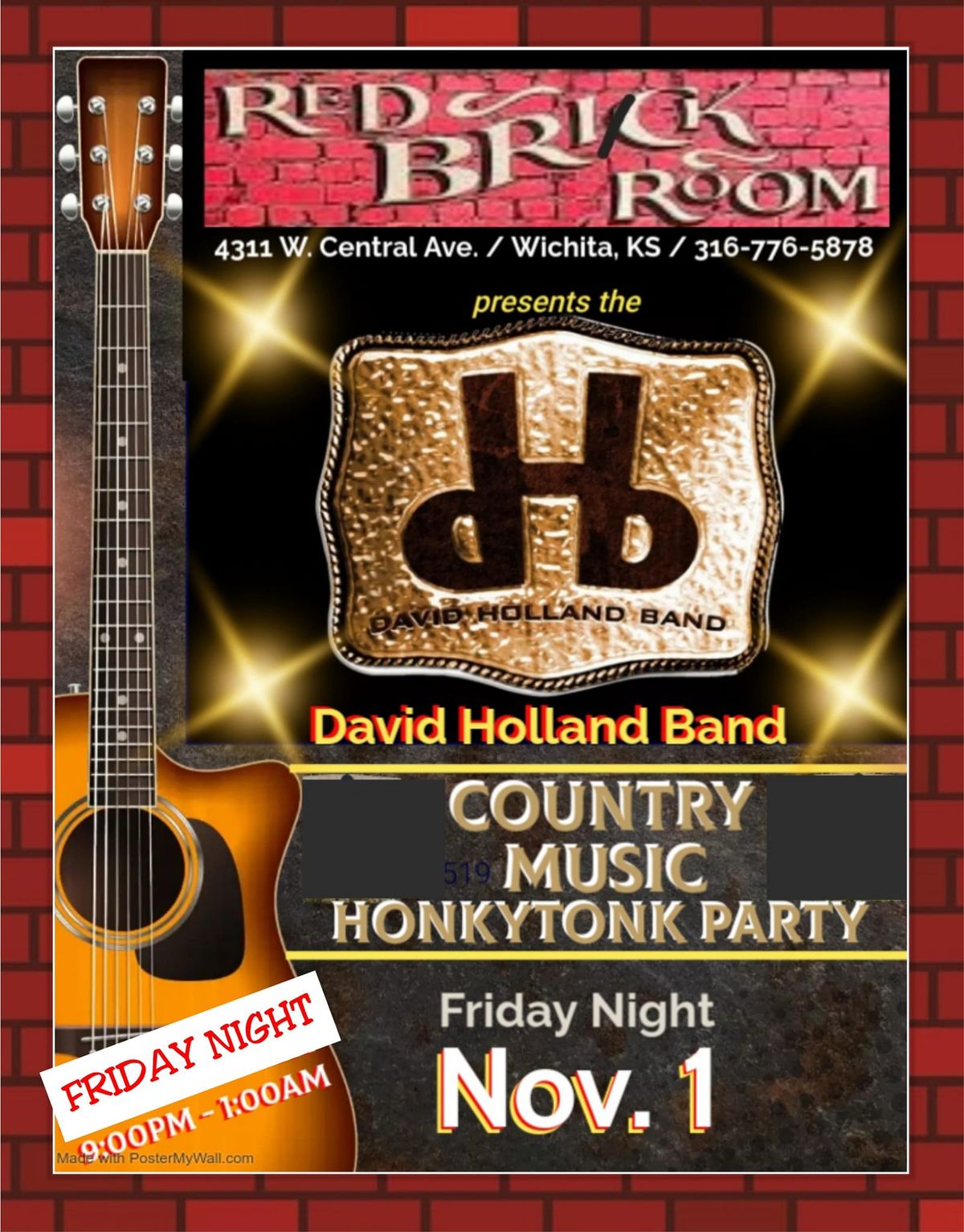 The RED BRICK ROOM presents the David Holland Band on Friday, Nov. 1, in Wichita, KS!