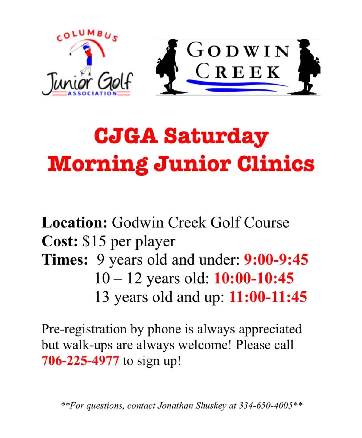 CJGA Saturday Morning Junior Clinics