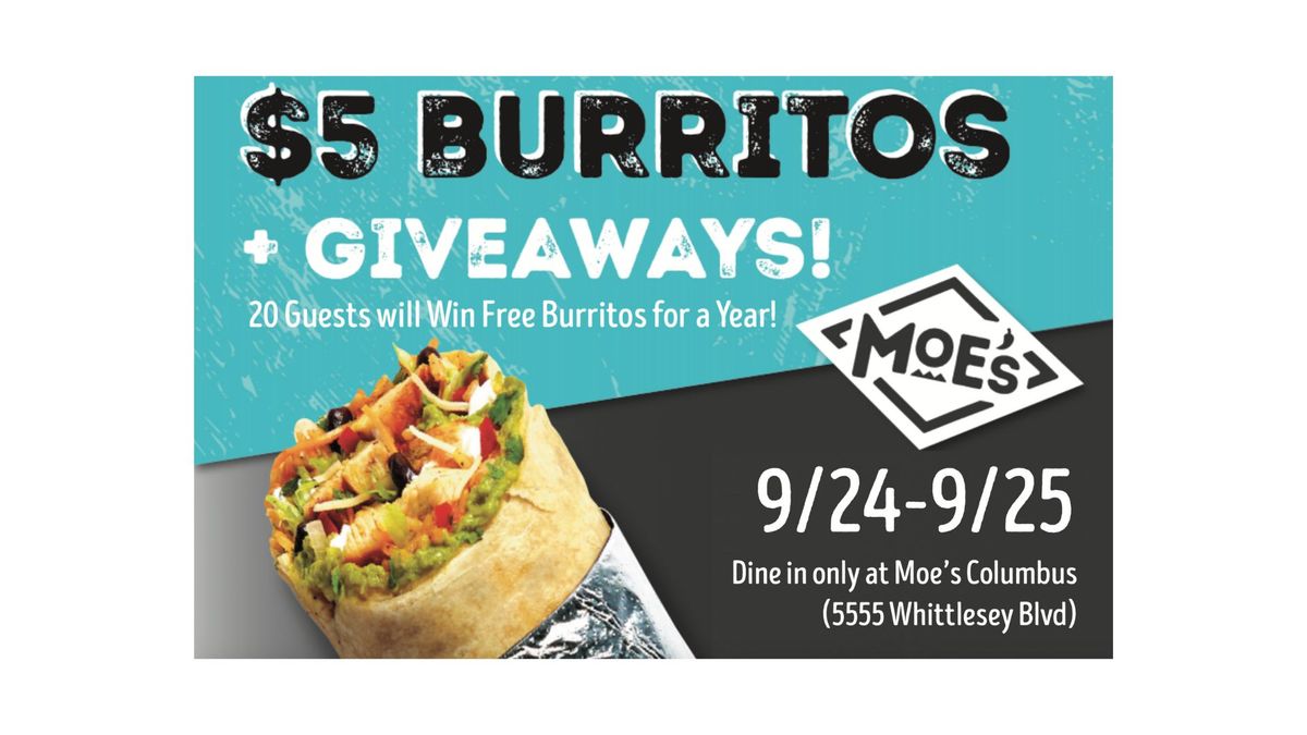 Moe's Columbus $5 Burrito Celebration 