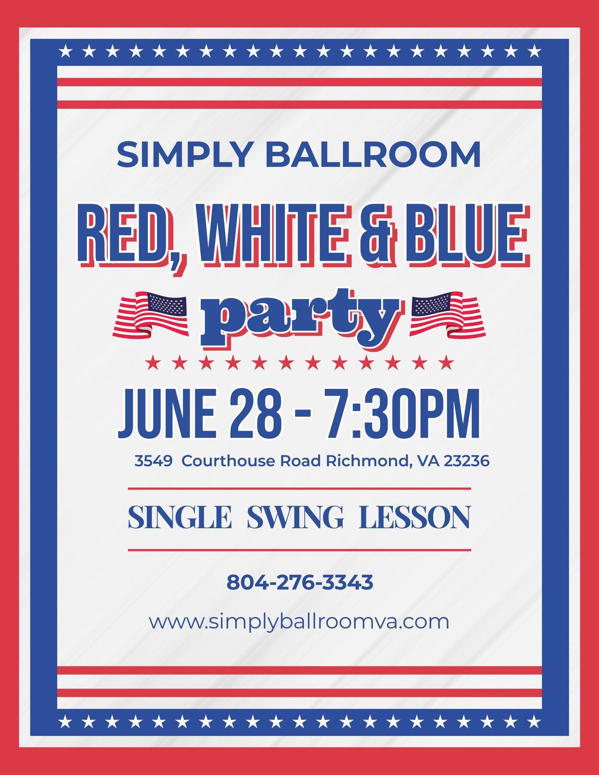 Red, White & Blue Party at Simply Ballroom